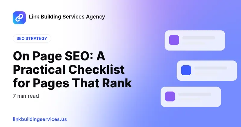 On Page SEO: A Practical Checklist for Pages That Rank